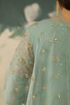 Buy_Radha Sharma_Green Georgette, Crepe Sequins, Beads V-neck Embroidered Kurta Set _Online_at_Aza_Fashions