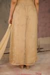 Buy_Radha Sharma_Beige Crepe, Organza Beads, Sequins, Embroidery Round Neck Hand Kurta Set _Online_at_Aza_Fashions