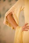 Buy_Radha Sharma_Yellow Georgette, Crepe Embroidery Round Neck Hand Kurta And Palazzo Set _Online_at_Aza_Fashions