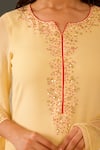 Buy_Radha Sharma_Yellow Georgette, Crepe Embroidery Round Neck Hand Kurta And Palazzo Set 