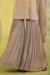 Buy_Radha Sharma_Gray Georgette, Net Embroidery Round Neck Hand Kurta Gharara Set _Online_at_Aza_Fashions