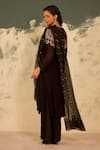 Shop_Radha Sharma_Black Georgette, Crepe Sequins, Embroidery V-neck Yoke Kurta Palazzo Set _at_Aza_Fashions
