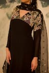 Shop_Radha Sharma_Black Georgette, Crepe Sequins, Embroidery V-neck Yoke Kurta Palazzo Set 