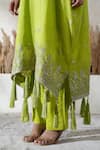 Buy_Vedika Soni_Green Chanderi, Cotton, Tissue Tassels, Embroidery Round Neck Kaftan Set _Online_at_Aza_Fashions