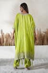 Shop_Vedika Soni_Green Chanderi, Cotton, Tissue Tassels, Embroidery Round Neck Kaftan Set _at_Aza_Fashions