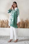 Buy_Vedika Soni_Ivory Crepe Embroidery Collared Shirt Set _Online_at_Aza_Fashions
