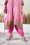 Buy_Vedika Soni_Pink Tissue, Cotton, Crepe Embroidery V-neck Kaftan Set 