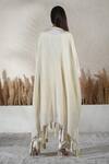 Shop_Vedika Soni_Ivory Tassels V-neck Embroidered Kaftan Set _at_Aza_Fashions