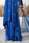 Vedika Soni_Blue Crepe, Organza Embroidery Keyhole Neck Kurta Set _Online_at_Aza_Fashions