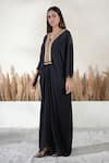 Buy_Vedika Soni_Black Beads V-neck Embroidered Kaftan _Online_at_Aza_Fashions