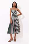Buy_Aapro_Green Cotton Sweetheart Neck Esme Stripe Pattern Dress _at_Aza_Fashions