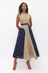 Buy_Aapro_Beige Cotton Boat Neck Selene Hand Block Printed Skirt Set _at_Aza_Fashions