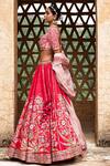 Aangan By Parul_Red Silk Embroidery Leaf Neck Floral Whispers Lehenga Set _at_Aza_Fashions