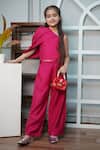 Buy_Jelly Jones_Pink Falling Flap Sleeve Top And Pant Co-ord Set_at_Aza_Fashions