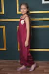 Buy_Jelly Jones_Maroon Fabric Flowers Asymmetric Jumpsuit _Online_at_Aza_Fashions