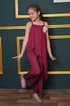 Shop_Jelly Jones_Maroon Fabric Flowers Asymmetric Jumpsuit _Online_at_Aza_Fashions