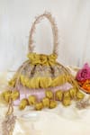 Shop_Soho Boho Studio By Aarti Thakur_Gold Tassels Embellished Potli Bag _at_Aza_Fashions