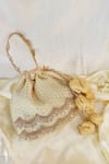 Soho Boho Studio By Aarti Thakur_White Embroidery, Sequins, Cut Work Potli Bag _Online_at_Aza_Fashions