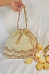 Buy_Soho Boho Studio By Aarti Thakur_White Embroidery, Sequins, Cut Work Potli Bag _at_Aza_Fashions
