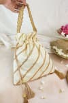 Soho Boho Studio By Aarti Thakur_White Gota Patti, Lace Embellished Potli Bag _Online_at_Aza_Fashions