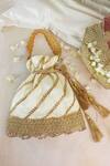 Buy_Soho Boho Studio By Aarti Thakur_White Gota Patti, Lace Embellished Potli Bag _Online_at_Aza_Fashions