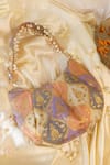 Shop_Soho Boho Studio By Aarti Thakur_Multi Color Pearls Banarasi Silk Moon Handbag _Online_at_Aza_Fashions