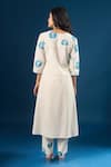 Shop_Naintara Bajaj_Off White Cotton Split V-neck Floral Print Kurta With Pant _at_Aza_Fashions