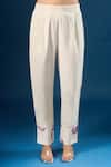 Buy_Naintara Bajaj_Off White Cotton Split V-neck Flower Print Kurta With Pant _Online_at_Aza_Fashions