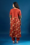 Shop_Naintara Bajaj_Red Cotton Embroidery Keyhole Neck Floral Print Kurta Pant Set _at_Aza_Fashions