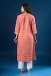 Shop_Naintara Bajaj_Red Cotton Embroidery Round Neck Florette Print Kurta Set _at_Aza_Fashions