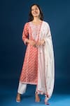 Buy_Naintara Bajaj_Red Cotton Embroidery Round Neck Florette Print Kurta Set _at_Aza_Fashions