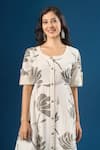 Shop_Naintara Bajaj_Off White Cotton Round Neck Florette Print Dress _Online_at_Aza_Fashions