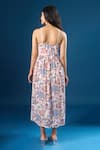 Shop_Naintara Bajaj_Multi Color Cotton Embroidery V-neck Flower Print Dress _at_Aza_Fashions