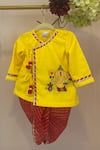 Buy_Rage Attire-Sweta Saria_Yellow Cotton Bal Ganpatti Kurta Dhoti Pant Set _at_Aza_Fashions
