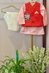 Buy_Rage Attire-Sweta Saria_Pink Cotton, Silk Beads Biker Ganesha Bundi And Kurta Set _at_Aza_Fashions