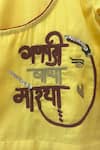 Shop_Rage Attire-Sweta Saria_Yellow Cotton, Silk Pearls Ganpatti Bappa Kurta And Dhoti Pant Set _at_Aza_Fashions
