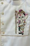 Shop_Rage Attire-Sweta Saria_White Beads, Embroidery Shakti Ganesha Kurta And Dhoti Pant Set _at_Aza_Fashions