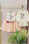 Rage Attire-Sweta Saria_Peach Tassels, Embroidery Om Ganehsa Crop Top Palazzo Set _Online_at_Aza_Fashions