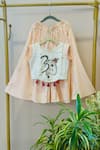 Buy_Rage Attire-Sweta Saria_Peach Tassels, Embroidery Om Ganehsa Crop Top Palazzo Set _Online_at_Aza_Fashions