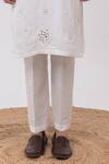 Buy_Kaka Calcutta_Ivory Linen, Satin, Cotton Mirrors Chaand In Paradise Kurta And Pant Set _Online_at_Aza_Fashions