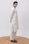 Shop_Kaka Calcutta_Ivory Linen, Satin, Cotton Mirrors Chaand In Paradise Kurta And Pant Set _at_Aza_Fashions