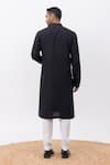 Shop_Kaka Calcutta_Black Silk, Cotton Lightning Kurta And Pant Set _at_Aza_Fashions