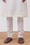 Buy_Kaka Calcutta_Ivory Silk, Cotton Embroidery Swirls Kurta And Pant Set _Online_at_Aza_Fashions
