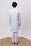 Shop_Kaka Calcutta_Sky Blue Linen, Satin, Cotton Embroidery Swan Kurta And Pant Set _at_Aza_Fashions
