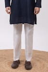 Buy_Kaka Calcutta_Navy Silk, Cotton Embroidery Flamingo Kurta And Pant Set _Online_at_Aza_Fashions