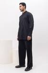 Buy_Kaka Calcutta_Black Cotton Pintuck Panel Kurta And Pant Set _Online_at_Aza_Fashions