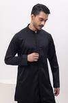 Shop_Kaka Calcutta_Black Cotton Pintuck Panel Kurta And Pant Set _Online_at_Aza_Fashions