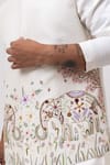 Kaka Calcutta_Ivory Bamboo Embroidery Elephant Nehru Jacket _Online_at_Aza_Fashions