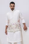 Buy_Kaka Calcutta_Ivory Bamboo Embroidery Elephant Nehru Jacket _at_Aza_Fashions