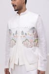 Kaka Calcutta_Ivory Embroidery Kashmiri Nehru Jacket _Online_at_Aza_Fashions